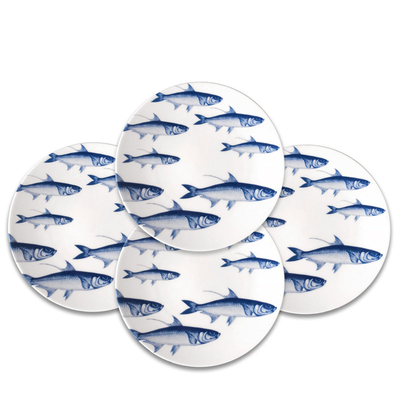 School Of Fish Porcelain Salad/Dessert Plate