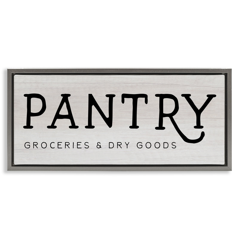 «Rustic Pantry Groceries Sign», art mural encadré sur toile flottante par Daphne Polselli, H 14 po x l 31 po