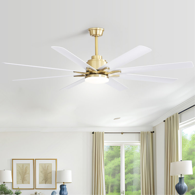 66 Inch Low Profile ABS Ceiling Fan With Dimmable Lights And Smart Remote Control 6 Speed Reversible Noiseless DC Motor For Indoor