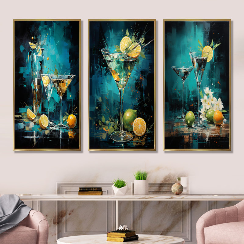 Vesper Vibrance Twilight Cocktail, Cadre flottant doré, H 40 po x l 60 po