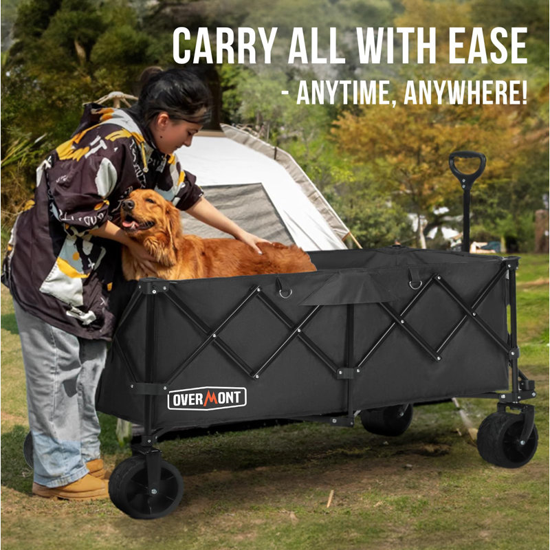 Overmont 45'' Collapsible Foldable Wagon Cart with All-Terrain Wheels