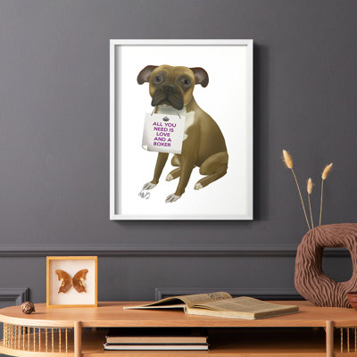 Love and Boxer Framed Print - Solid Wood