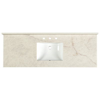 Plateau de meuble-lavabo à simple cuve intégrée 61 po x 22 po LustreLine Orelia
