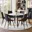 Ensemble table et chaises Ensemble de table de salle à manger moderne et minimaliste blanc de 42 pouces assorti de 6 chaises en polyuréthane artificiel noir avec coussins arrondis. Convient aux salles à manger, aux bureaux, etc.-130634249-130634251
