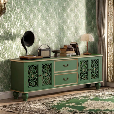 Niche design retro solid wood TV cabinet