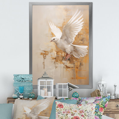 Minimalisme beige et colombe dorée II sur toile