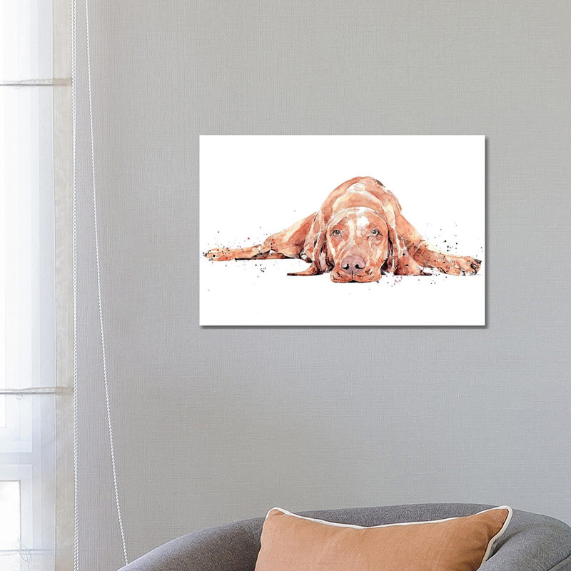 Vizsla Flat Out by EdsWatercolours - Wrapped Canvas Gallery-Wrapped Canvas Giclée, 66.04 cm H x 45.72 cm W x 1.91 cm D