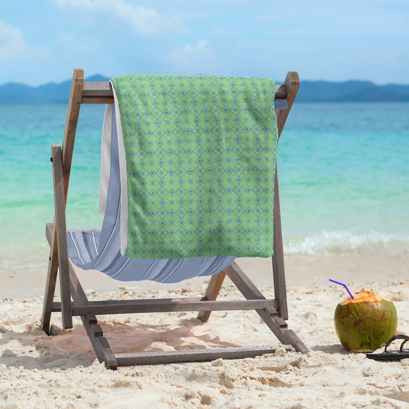 Katelyn Elizabeth Cotton Blend Beach Towel, Green/Blue/White