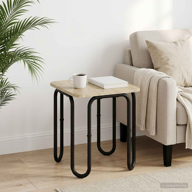  Coffee Table Engineered Wood Living Room Contemporary Modern Furniture, 45cm H x 40cm W x 40cm D, Sonoma Oak