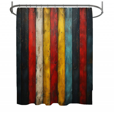 11941_ Rideau de douche à lignes verticales - Décoration de salle de bain abstraite
