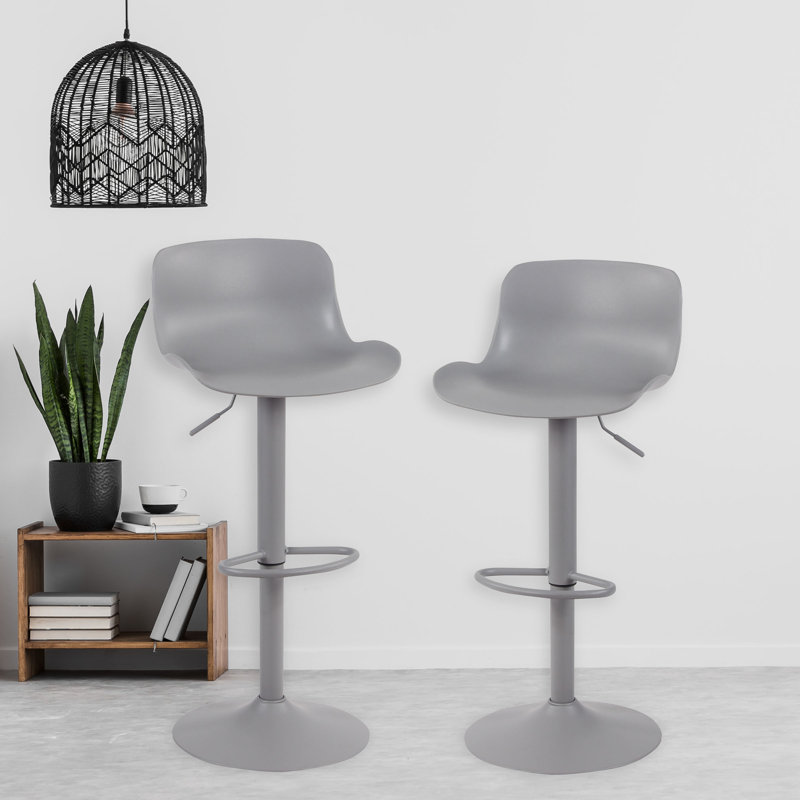Adjustable Height Counter Stool with Metal Frame, Gray