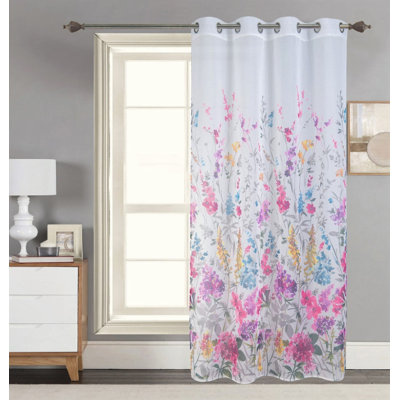 Panneau de rideau simple floral avec œillets