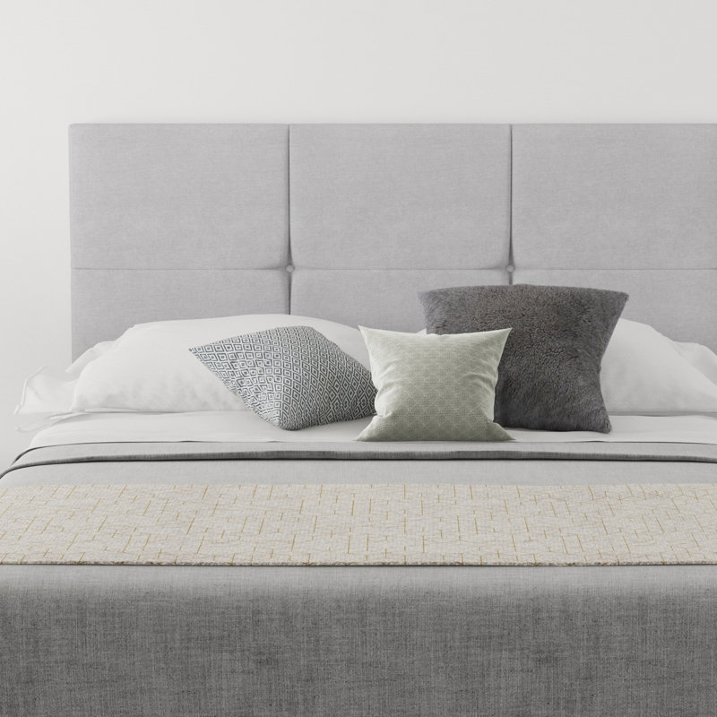 Kellen Upholstered Headboard, Small Double (4'), Linen Silver