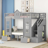 Bunk Bed With Changeable Table, Bunk Bed Turn Into Upper Bed And Down Desk