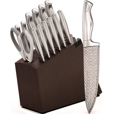 Knife Set, 15 Pcs Knife Sets For Kitchen With Block, Dishwasher Safe Kitchen Knife Set With Built-In Sharpener, German Stainless Steel Knife Block Se
