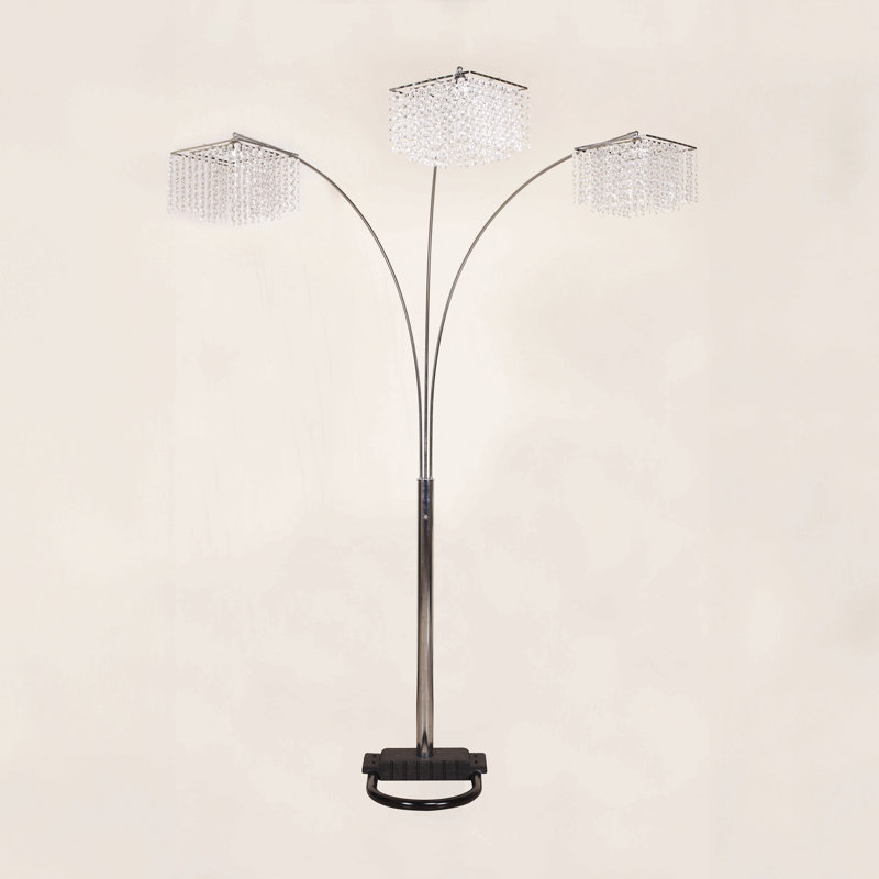 1Pc Modern Design Classic Luxury Sleek Multi-Head Floor Arc Lamp Crystal-Like Accents Drape Living Room Curve Lamp