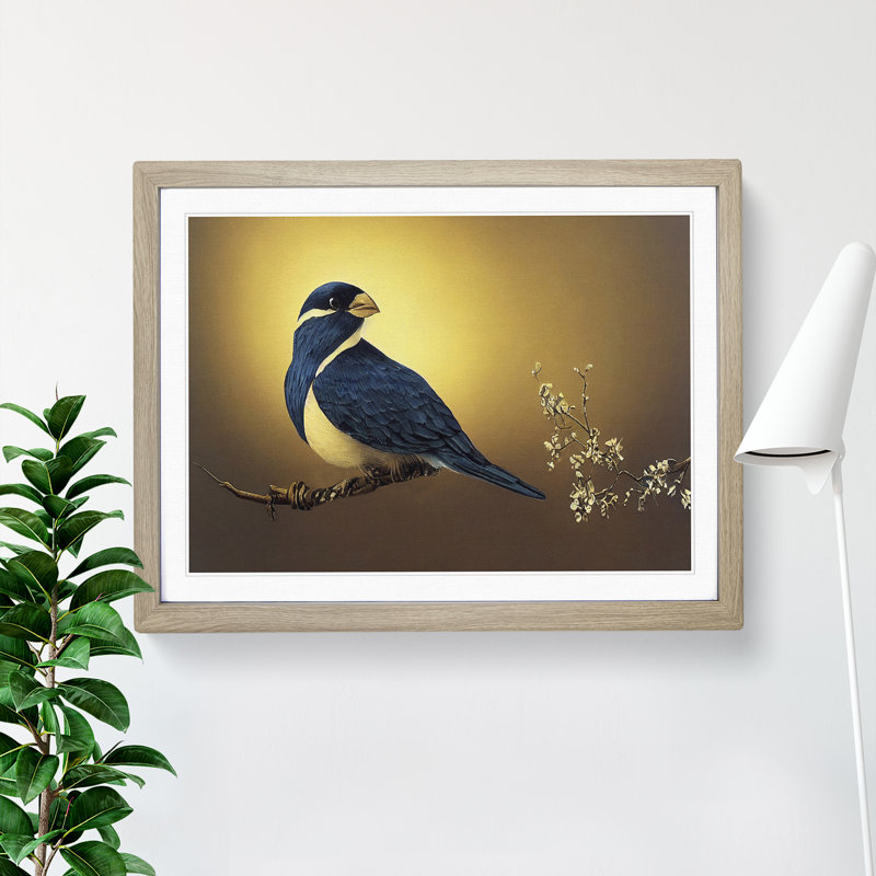 Contemporary Bird - Framed Print, 25cm H x 34cm W x 2cm D, Oak
