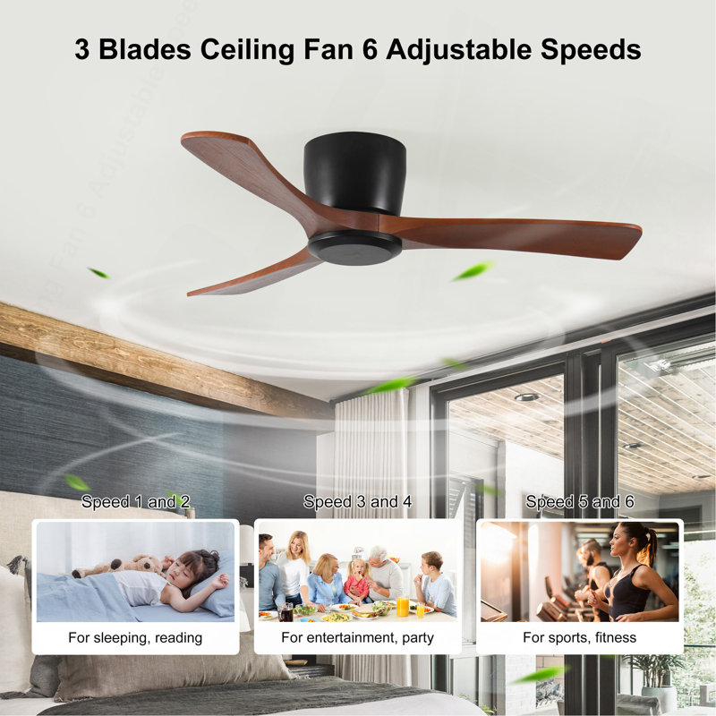 42 Inch Ceiling Fan No Light With Remote Control