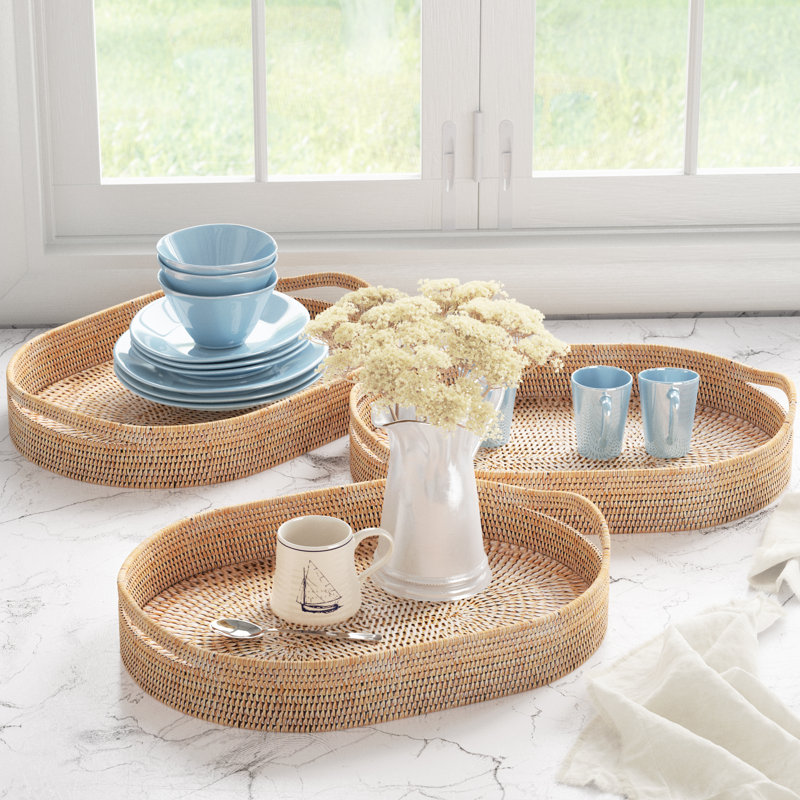 Claretha Wicker Tray - Set of 3