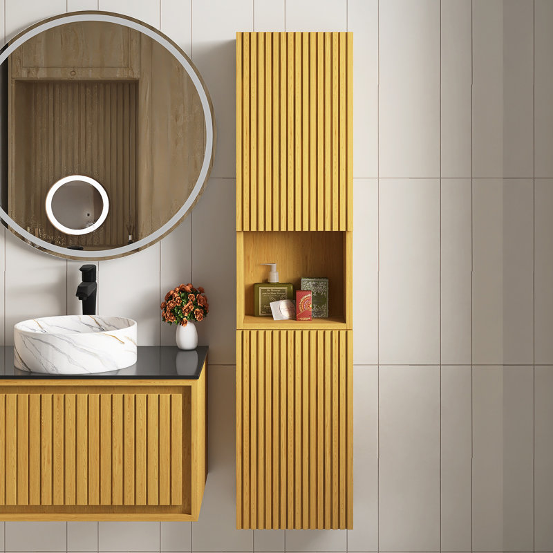 59" Tall Bathroom Wall Mounted Cabinet, Narrow Storage Cabinet With Door, Suitable