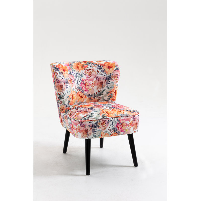 Chaise d'appoint Deandrick, 100 % polyester à motif floral