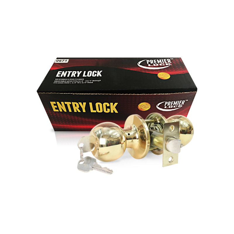 Polished Brass Entry Knob Set with Single Cylinder Deadbolt