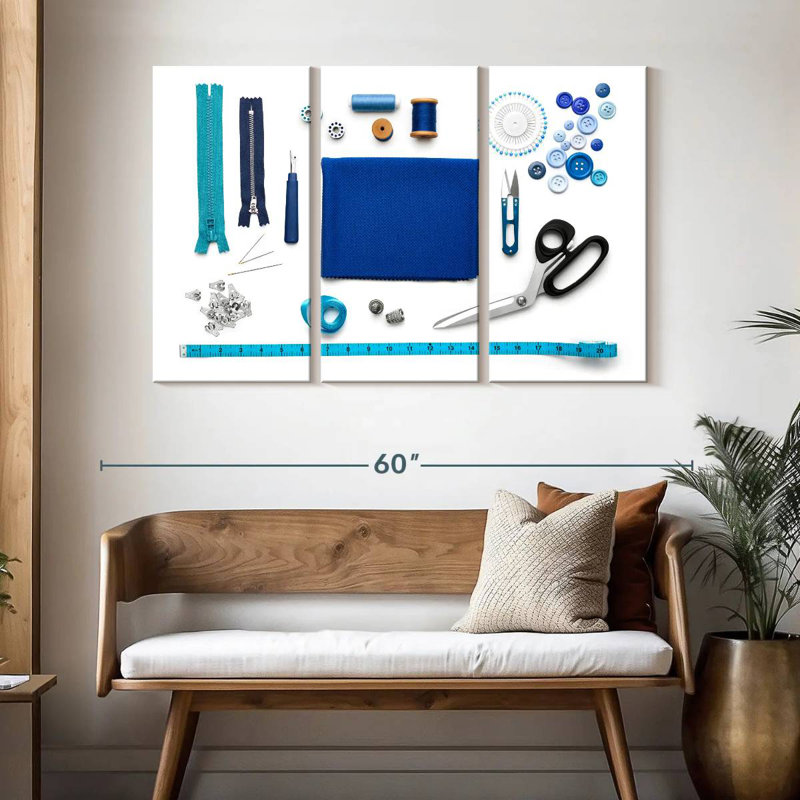 Senne Blue Sewing Kit, 32" H x 50" W