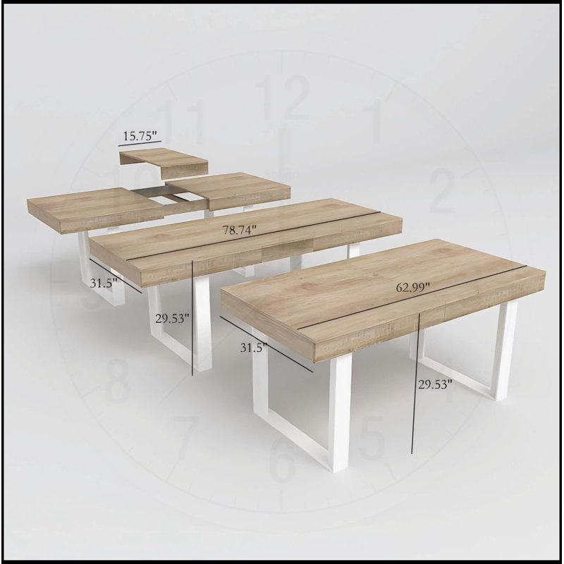 Extendable Dining Room Table for 6-10, Modern Farmhouse Wooden Kitchen Expanding Table with Silent Guide Rails and Durable Engineered Wood