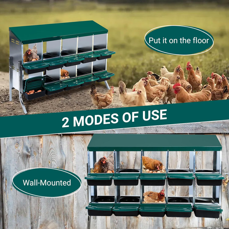 Nesting Boxes For Chickens, Chicken Nesting Box, Roll Away Nesting Box With Leg, Chicken Laying Boxes, Nesting Box For Hens With Lid Cover For Chicken Coop, 10 Compartments