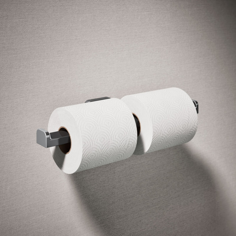 Parallel Double Toilet Paper Holder, Polished Chrome