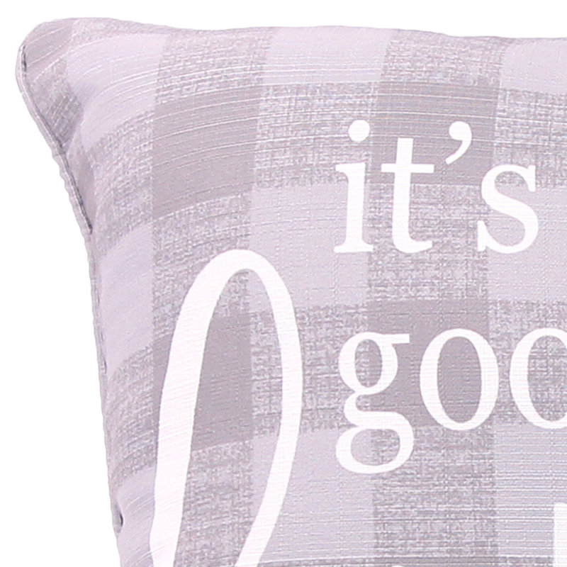 Gray and White Plaid Reversible Square Throw Pillow