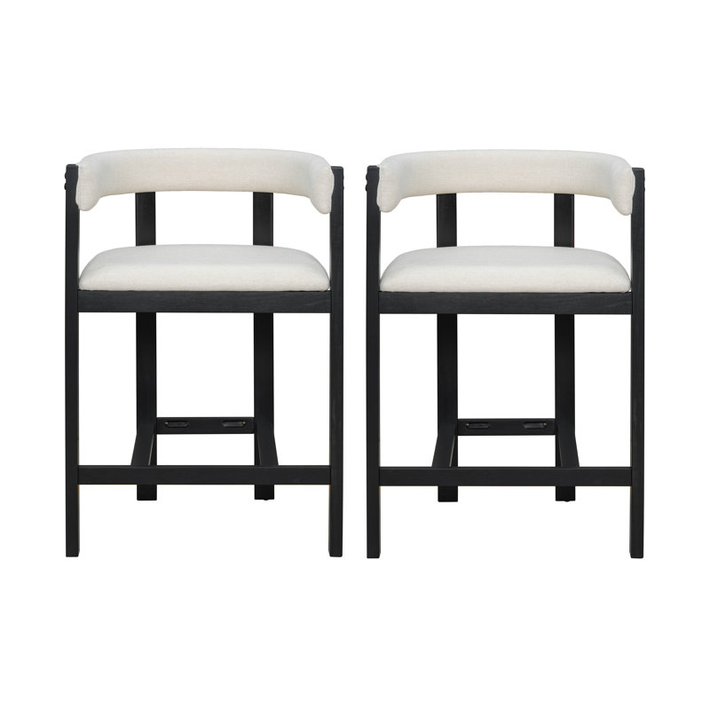 Simon Modern Curved-Back Counter Stools, Matte Black
