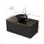 Meuble-lavabo et lavabo 36 po, armoire de rangement flottante murale en contreplaqué, portes doubles en sergé avec garniture en métal, vasque en céramique noire avec motif en pierre et plateau en pierre frittée noire, noir