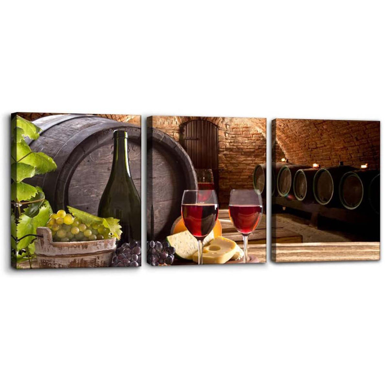 3 Piece Wrapped Canvas Print, 40 cm H x 90 cm W
