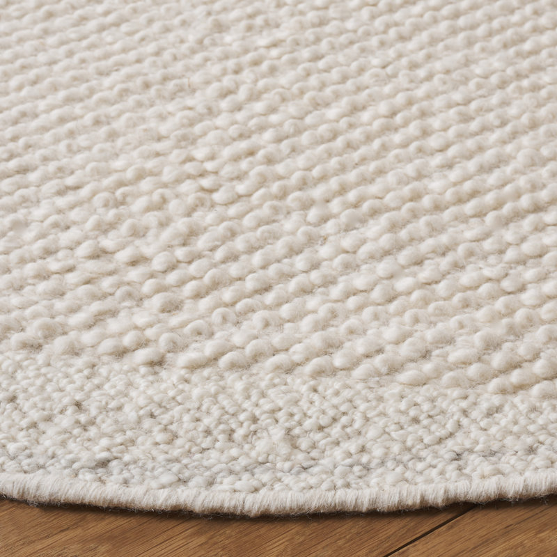 Mullen Flatwoven Wool Ivory Rug, Rond 6 pi