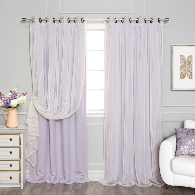 Panneaux de rideaux unis obscurcissants et thermiques avec œillets Granados, Lilas, L 52 po x L 96 po