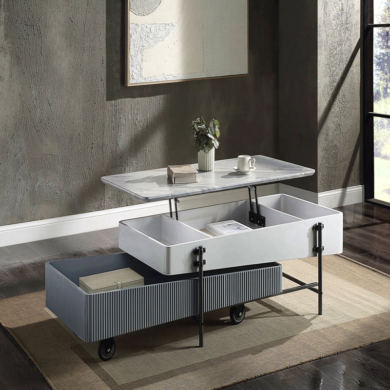 Table basse à plateau relevable gris