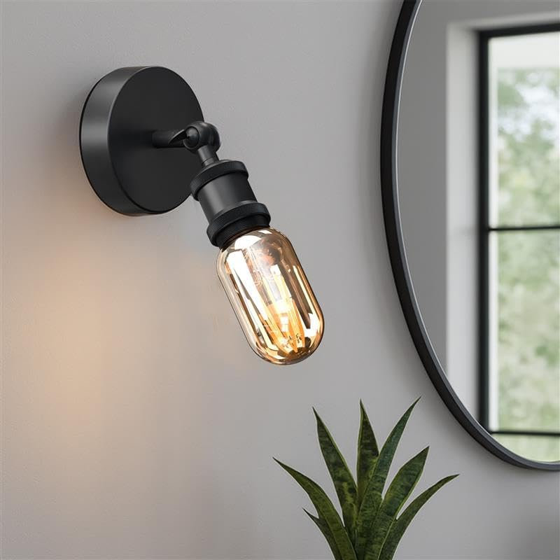 Vintage Sconces for Wall Lamps, E26 Base Retro Wall Mount Light Fixture Indoor for Bedroom, Corridor, Living Room, Black