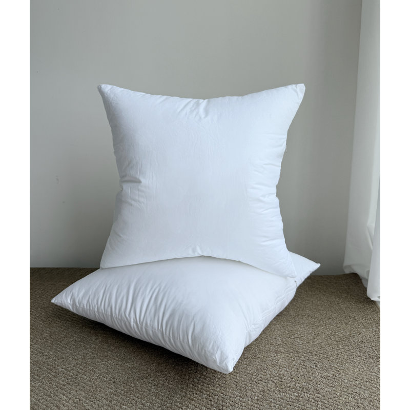 100% Cotton Shell Pillow Insert with Zipper, Silk Fiber Fill - 20"x20", 2 Piece