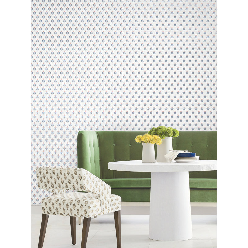 Papier peint floral rouge Serene Villa, Rouge