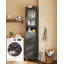 Armoire en lin manufacturé à 2 portes en bois et verre-881536696