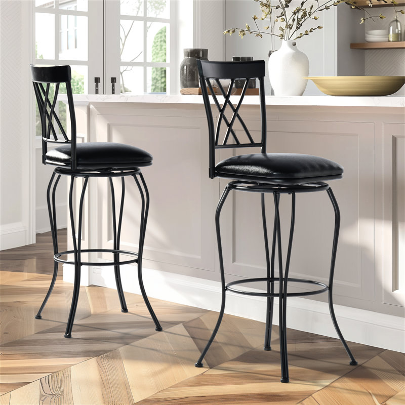 Tabouret de bar à hauteur de comptoir de style campagnard avec cadre en métal pour îlot de cuisine Yistro, 2