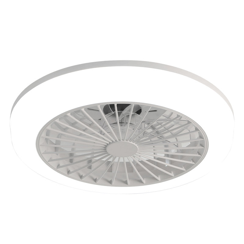 18 Inch Enclosed Ceiling Fan With Light And Remote, Flush Mount Bladeless Modern Low Profile Ceiling Fan For Bedroom Kitchen Dining Room
