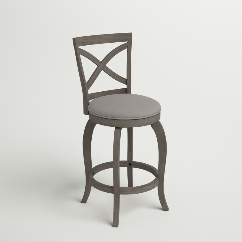 Brumback Wood Swivel Upholstered Stool, Gray, Counter Stool (25.25" Seat Height)