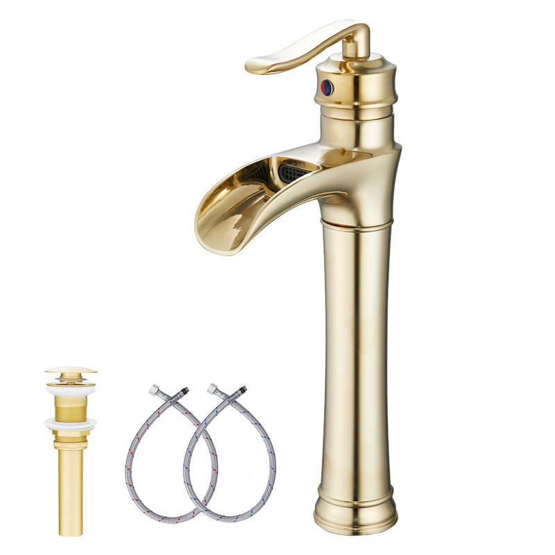 Single-handle Bathroom Faucet with Drain Assembly, Brushed Gold
