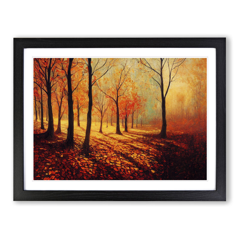 Incredible Autumn Forest - Single Picture Frame Print, Black, 46cm H x 64cm W x 2cm D