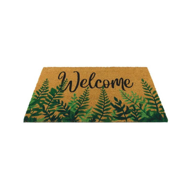 30x18 Natural Coir Fiber and PVC Non Slip Outdoor Doormat with Weather Resistant Textured Surface and Heavy Duty Backing - Fern