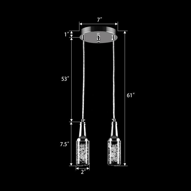 Luminaire suspendu cylindrique à 2 lumières DEL