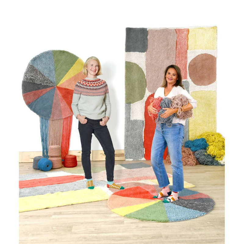 Donna Wilson Hand Tufted Wool Geometric Area Rug in Natural/Spiced Coral/Dusty Pink/Sunlight/Sage/Smoke Blue/Sandstone