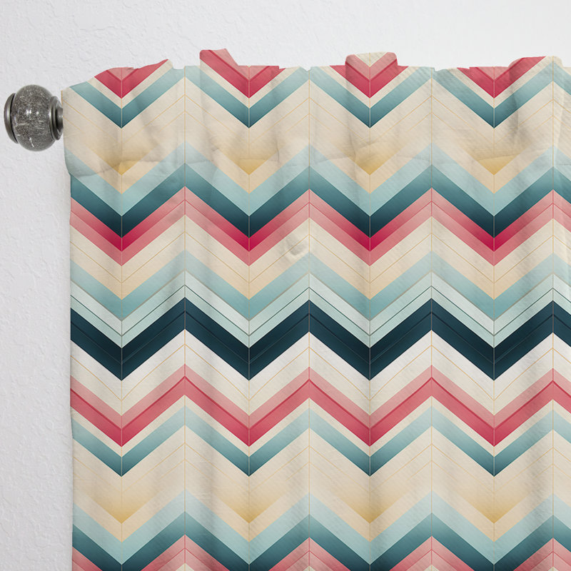 Ivory Boho Accents Chevron I - Glam Velvet Curtain - Room Darkening - 1 Panel, 52" W x 90" L